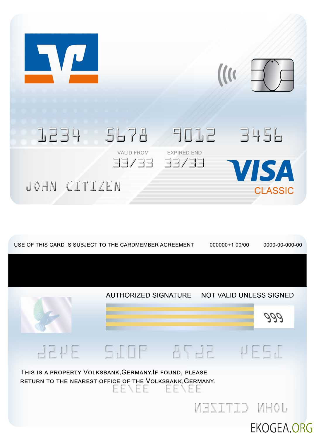 Carte visa classique Allemagne Volksbank
